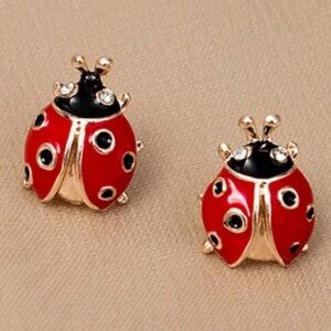 Adorable Ladybug Stud Earrings, Dainty Insect Theme Jewelry